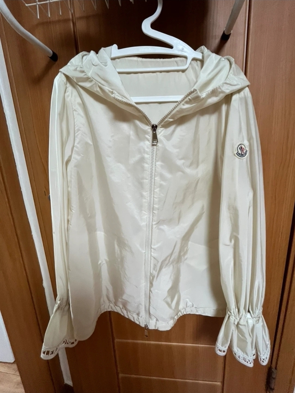 Moncler Cream Hooded Zip Jacket size2